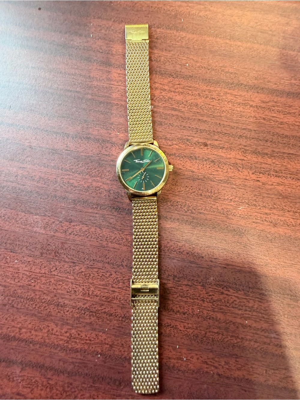 Gold Mesh THOMAS SABO watch with green dial